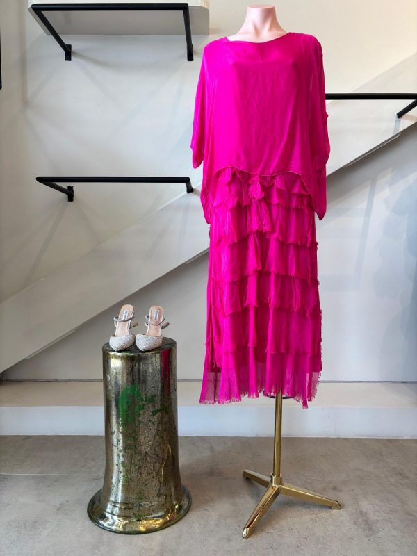 VESTIDO ESPAÑOL FLECOS FUCSIA - Imagen 5