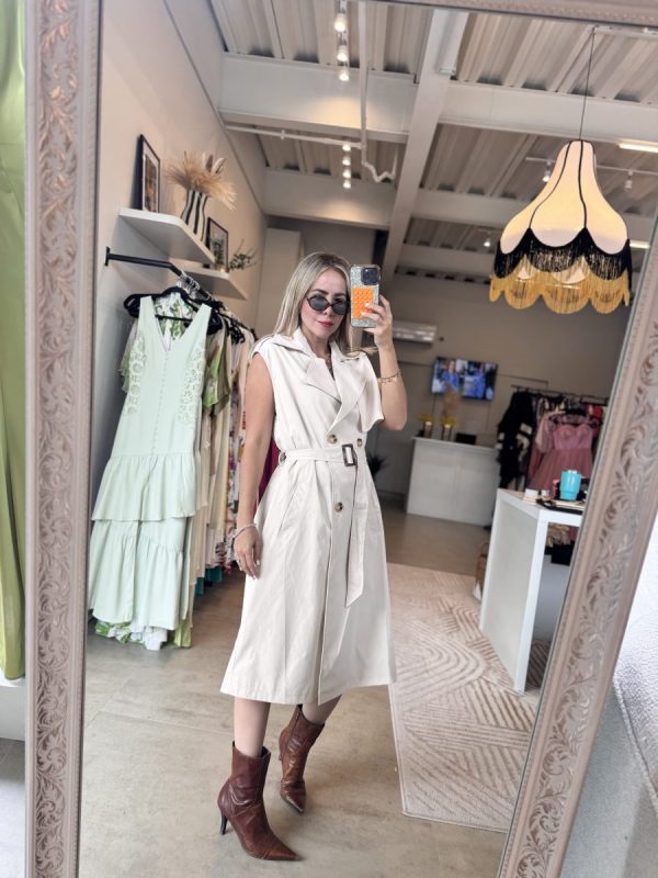 VESTIDO GABARDINA CREAM - Imagen 6