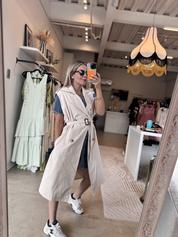 VESTIDO GABARDINA CREAM - Imagen 3