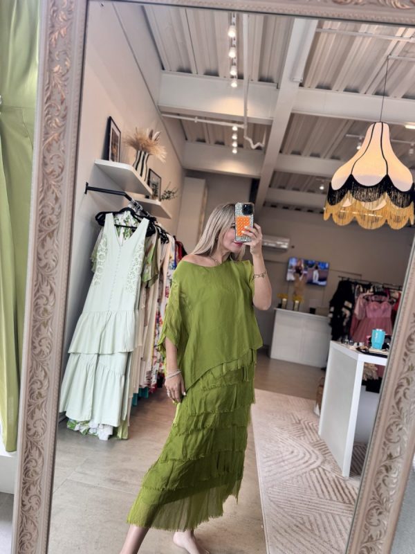 VESTIDO ESPAÑOL FLECOS GREEN - Imagen 3