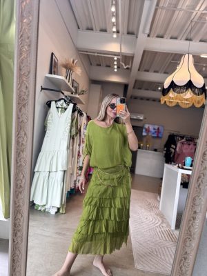 VESTIDO ESPAÑOL FLECOS GREEN
