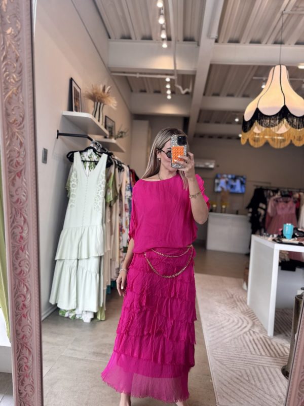 VESTIDO ESPAÑOL FLECOS FUCSIA - Imagen 4