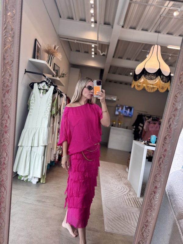 VESTIDO ESPAÑOL FLECOS FUCSIA - Imagen 2