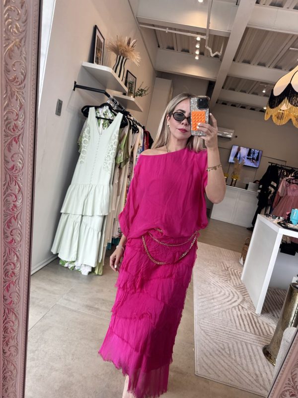 VESTIDO ESPAÑOL FLECOS FUCSIA - Imagen 3