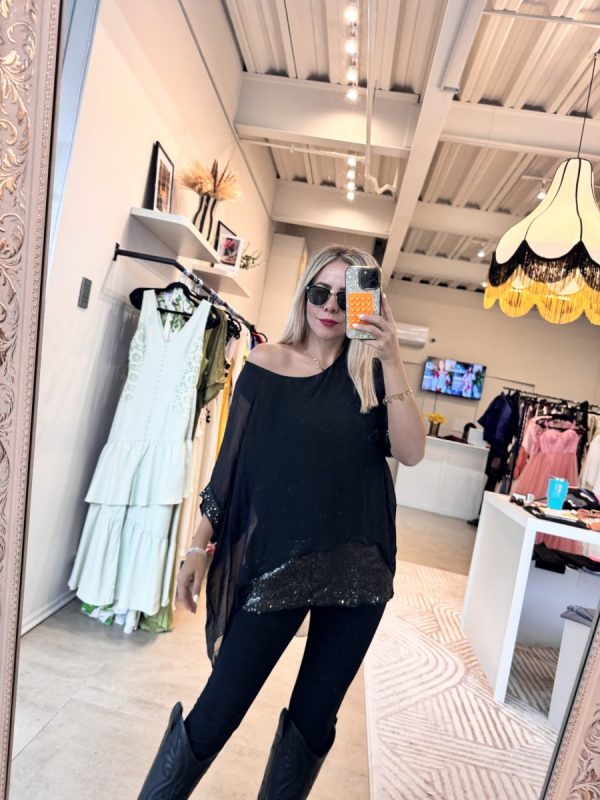 BLUSA SEDA ITALIANA BLACK - Imagen 2