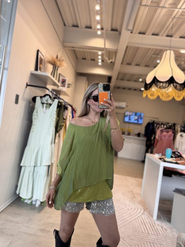 BLUSA SEDA ITALIANA GREEN - Imagen 3