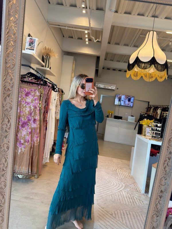 VESTIDO ITALIANO MANGA LARGA AQUA - Imagen 2