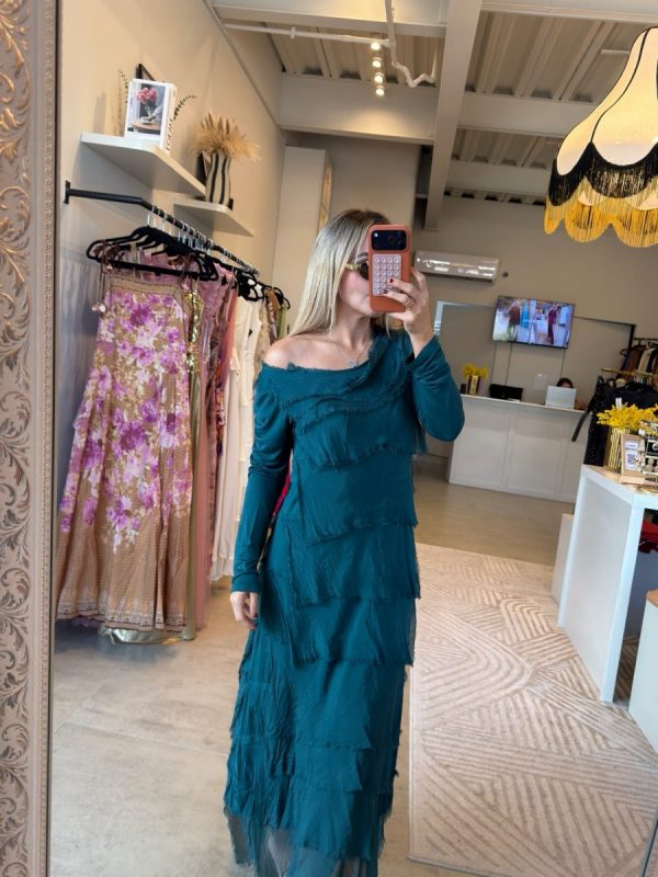 VESTIDO ITALIANO MANGA LARGA AQUA - Imagen 3