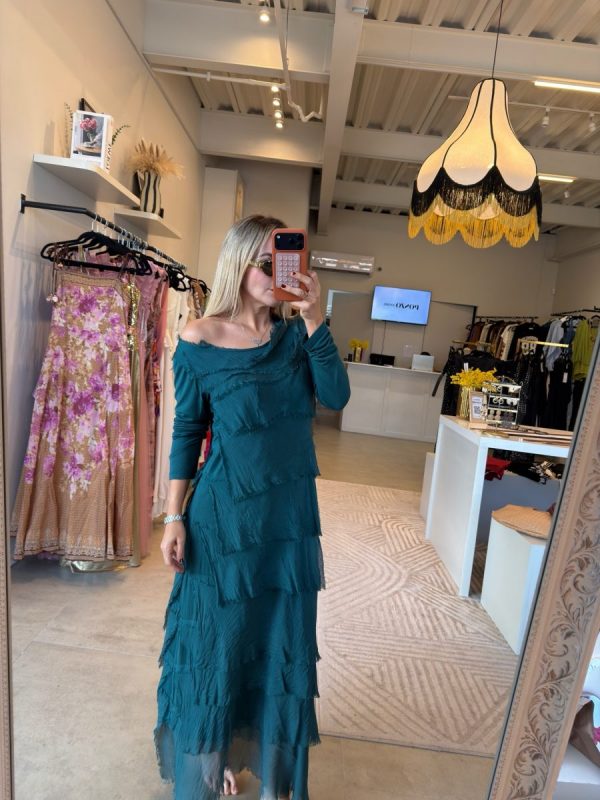 VESTIDO ITALIANO MANGA LARGA AQUA - Imagen 4