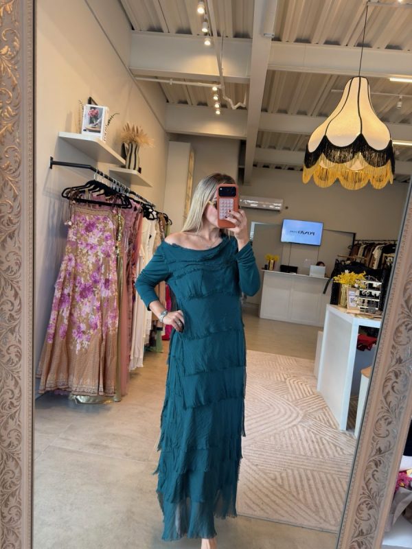 VESTIDO ITALIANO MANGA LARGA AQUA - Imagen 5