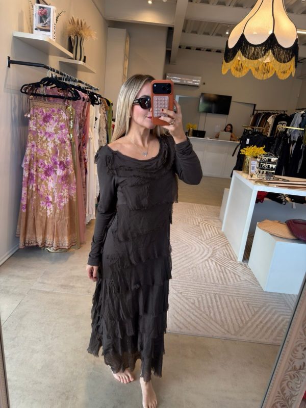 VESTIDO ITALIANO MANGA LARGA BROWN - Imagen 3