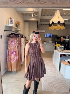VESTIDO CUADROS BURGUNDY