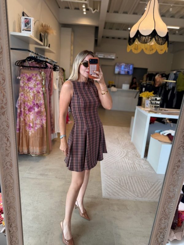 VESTIDO CUADROS BURGUNDY - Imagen 2