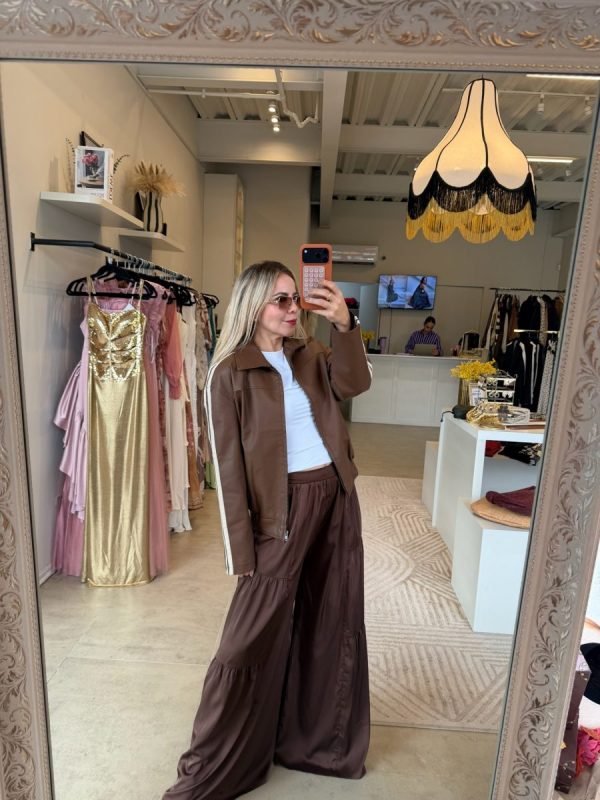 JACKET VINIPIEL LINES BROWN - Imagen 5