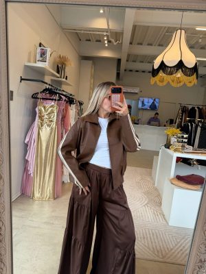 JACKET VINIPIEL LINES BROWN