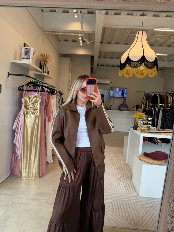 JACKET VINIPIEL LINES BROWN - Imagen 2