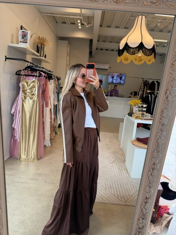 JACKET VINIPIEL LINES BROWN - Imagen 3