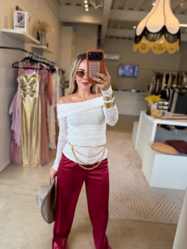 PANTALÓN SATIN BURGUNDY - Imagen 5