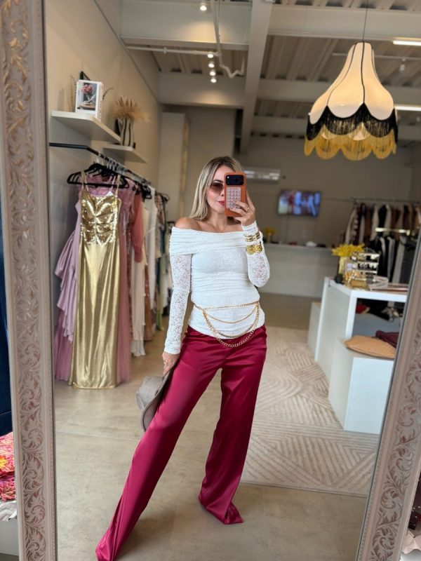 PANTALÓN SATIN BURGUNDY - Imagen 7