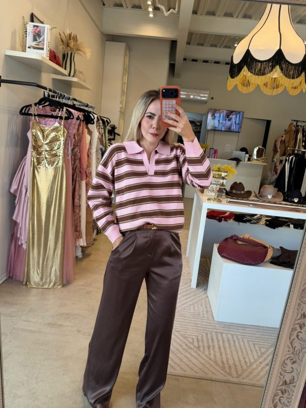 BLUSA LINES PINK BROWN - Imagen 6