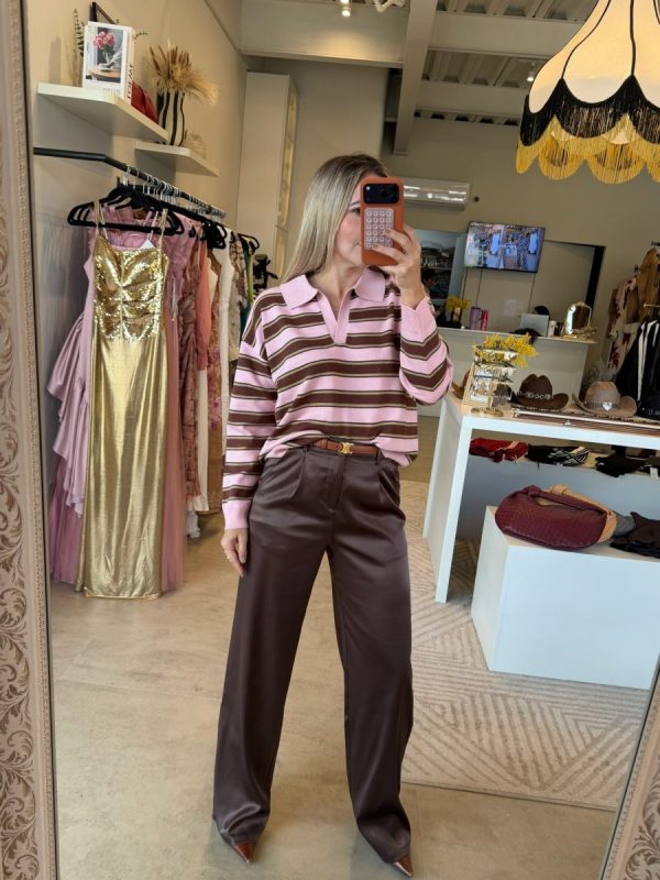 BLUSA LINES PINK BROWN - Imagen 7