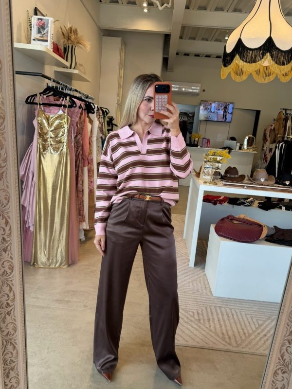 BLUSA LINES PINK BROWN - Imagen 8