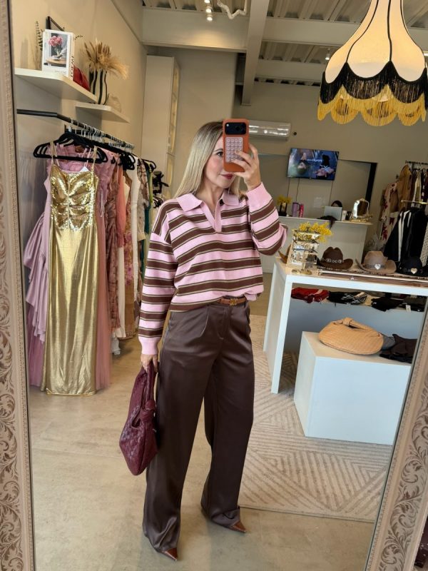BLUSA LINES PINK BROWN - Imagen 9