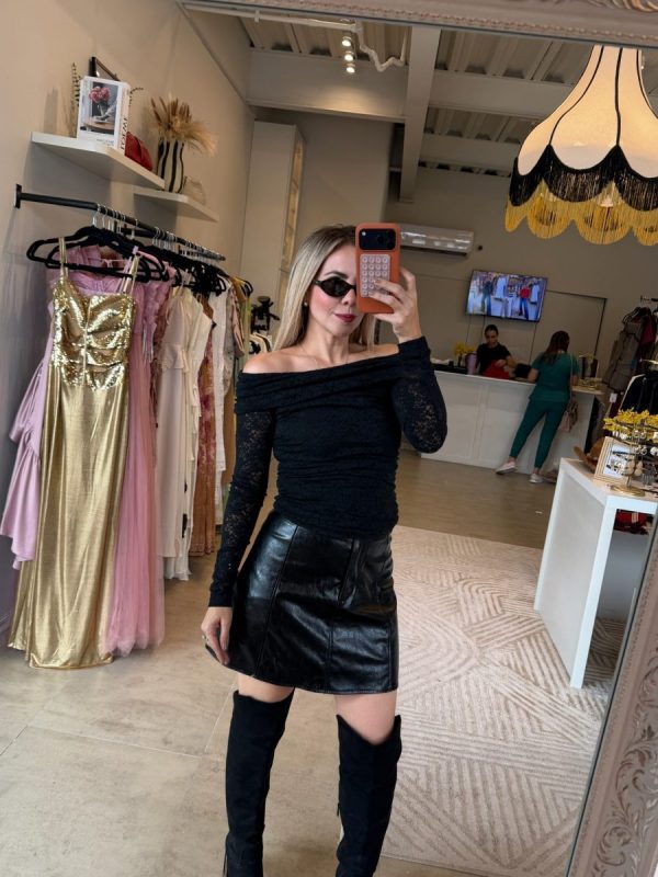 BLUSA OFF SHOULDER LACE BLACK - Imagen 3