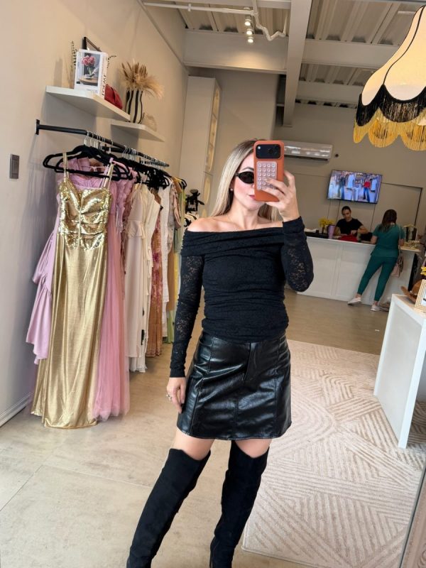 BLUSA OFF SHOULDER LACE BLACK - Imagen 2