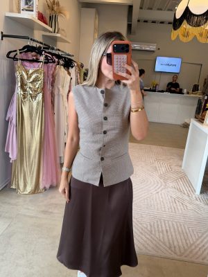 CHALECO CUADRO TAUPE