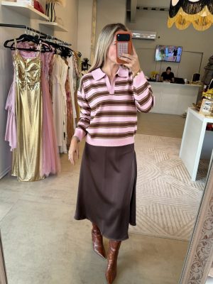 BLUSA LINES PINK BROWN
