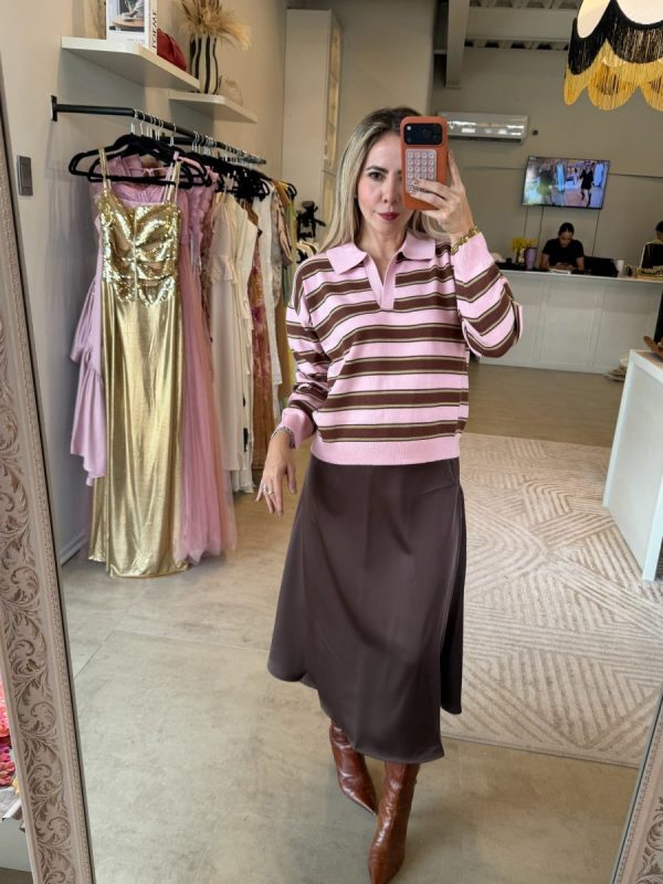BLUSA LINES PINK BROWN - Imagen 2