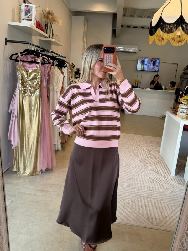 BLUSA LINES PINK BROWN - Imagen 3