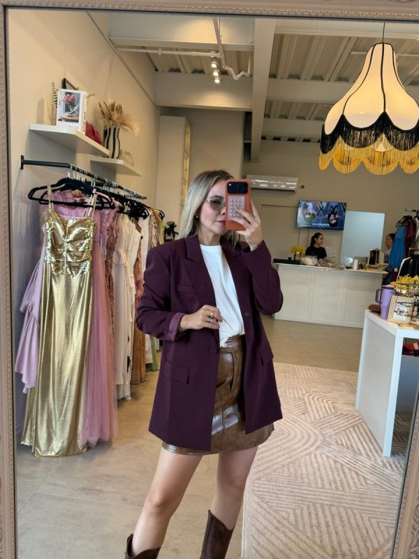 BLAZER OVERSIZE BURGUNDY - Imagen 3