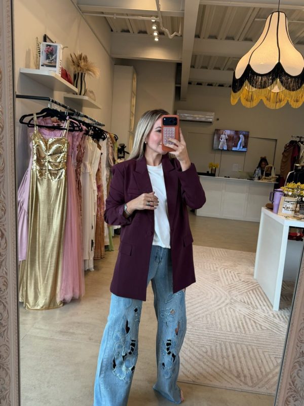 BLAZER OVERSIZE BURGUNDY - Imagen 5