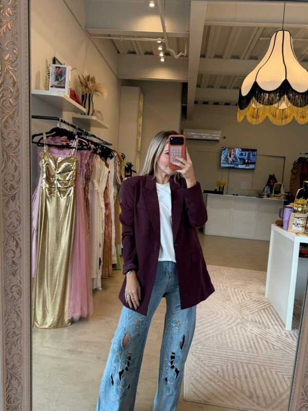 BLAZER OVERSIZE BURGUNDY - Imagen 9