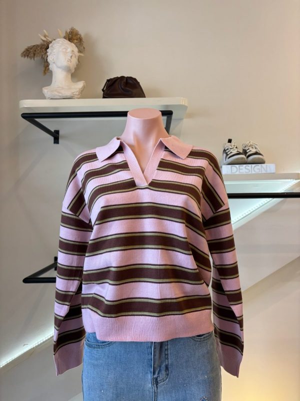 BLUSA LINES PINK BROWN - Imagen 4