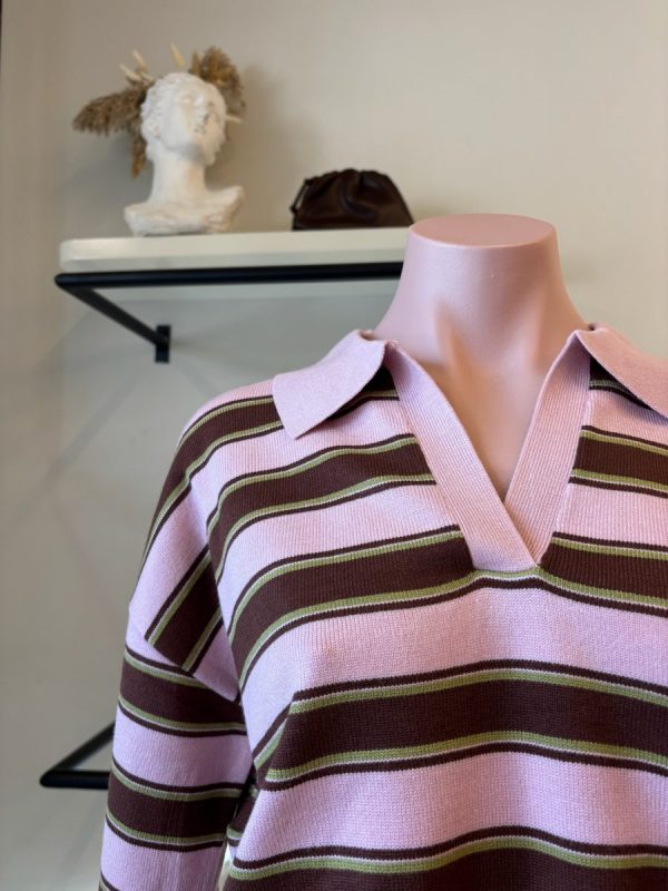 BLUSA LINES PINK BROWN - Imagen 5
