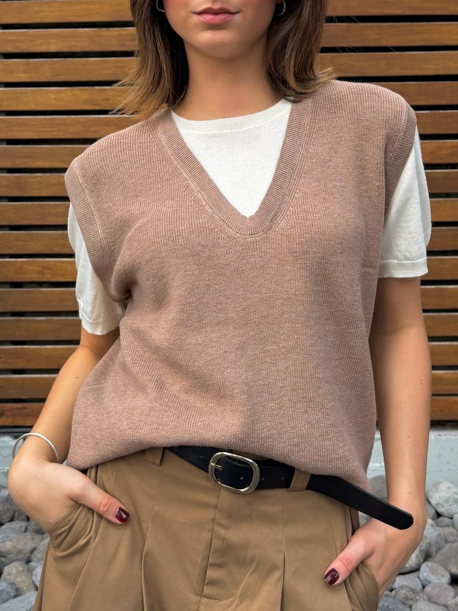 BLUSA CHALECO CAMEL - Imagen 4