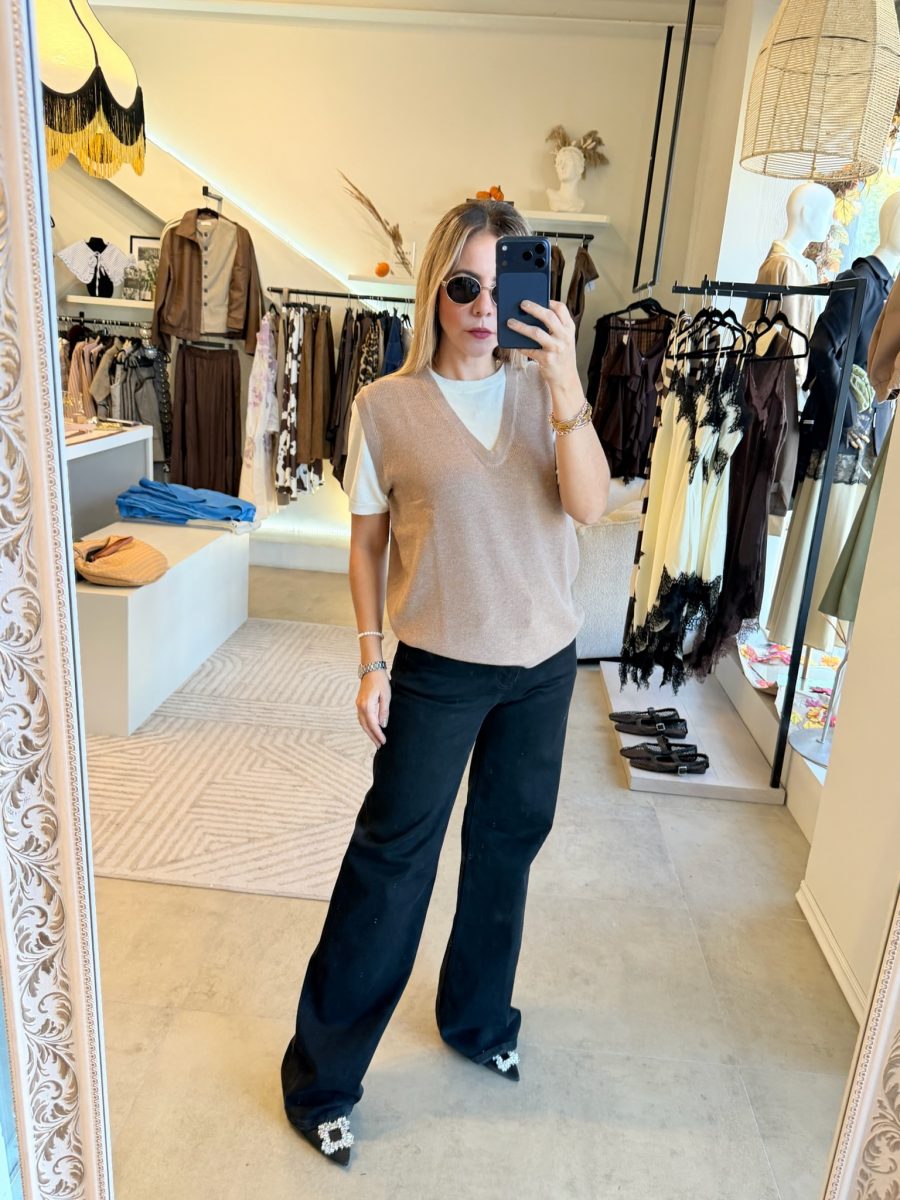 BLUSA CHALECO CAMEL - Imagen 5