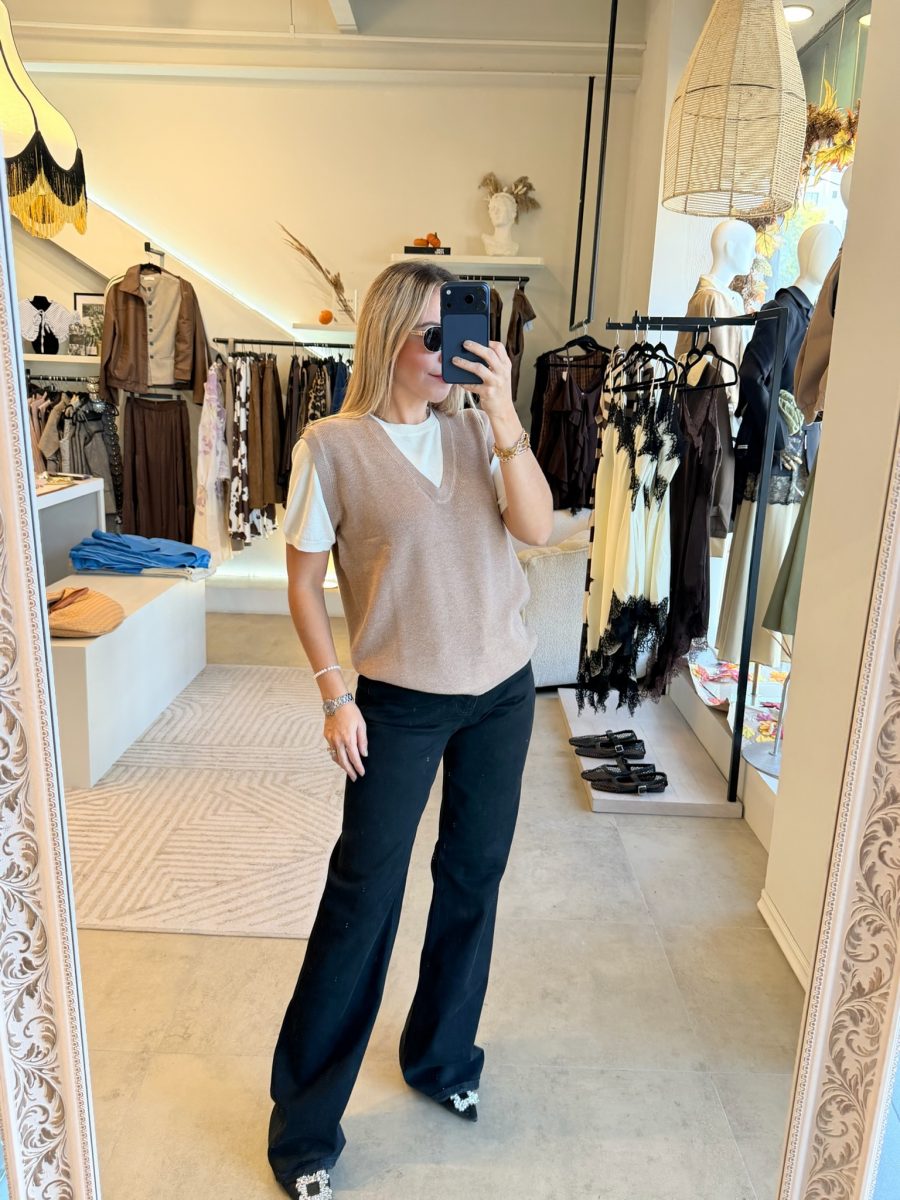 BLUSA CHALECO CAMEL - Imagen 7