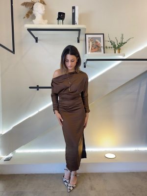 VESTIDO BROWN SATIN