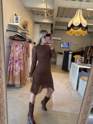 VESTIDO ENCAJE CORTO BROWN