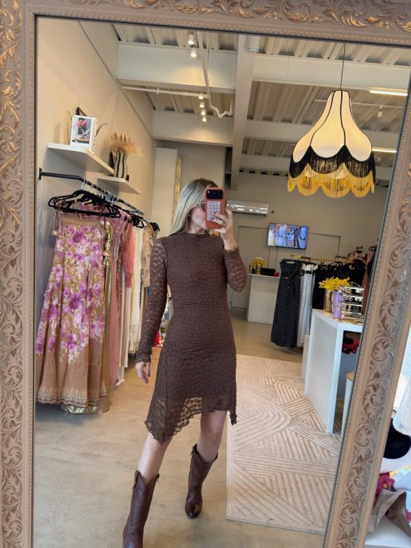 VESTIDO ENCAJE CORTO BROWN - Imagen 3