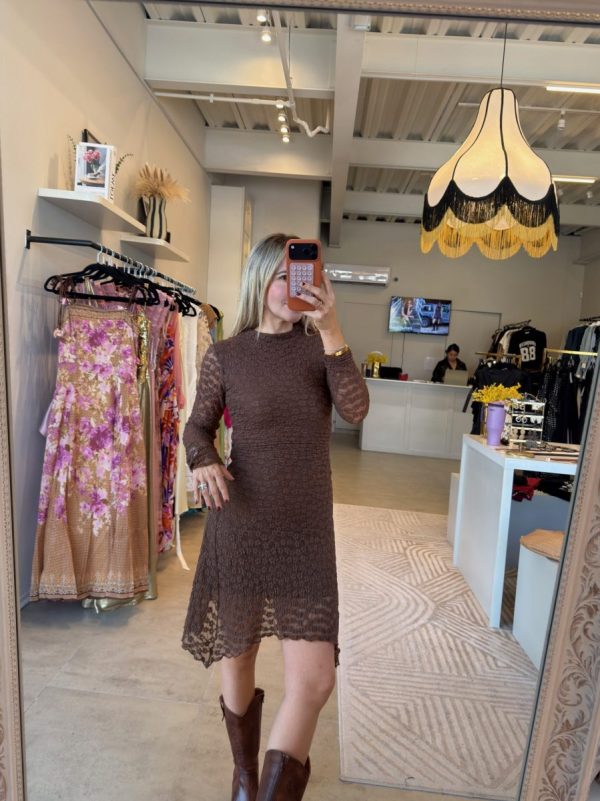 VESTIDO ENCAJE CORTO BROWN - Imagen 5