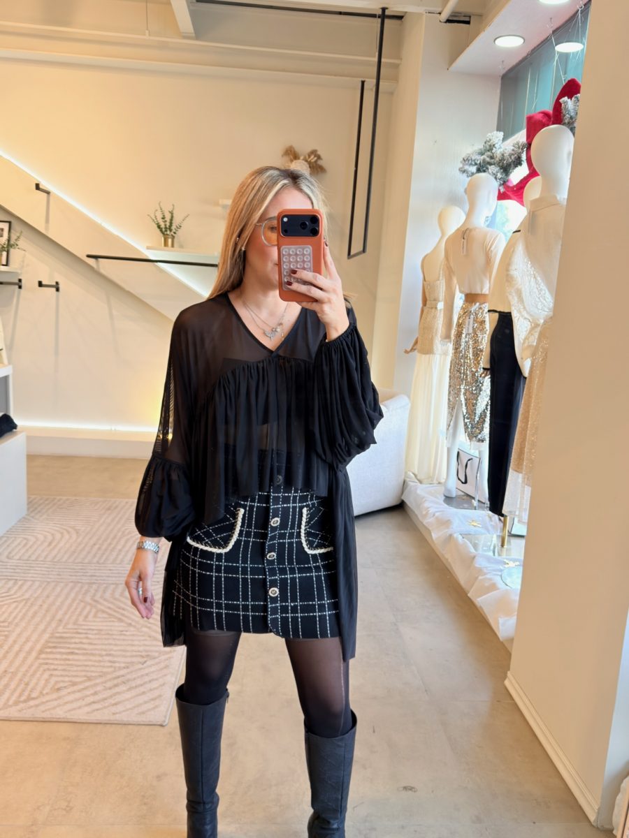 BLUSÓN MESH BLACK MANGA LARGA - Imagen 2