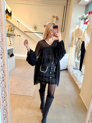 BLUSÓN MESH BLACK MANGA LARGA