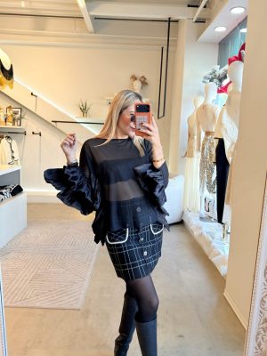 FALDA PUNTO BLACK CUADRO