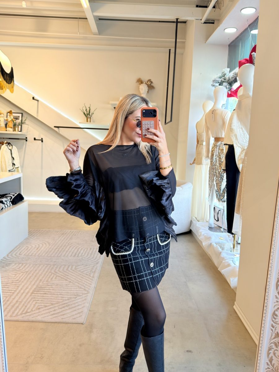 FALDA PUNTO BLACK CUADRO