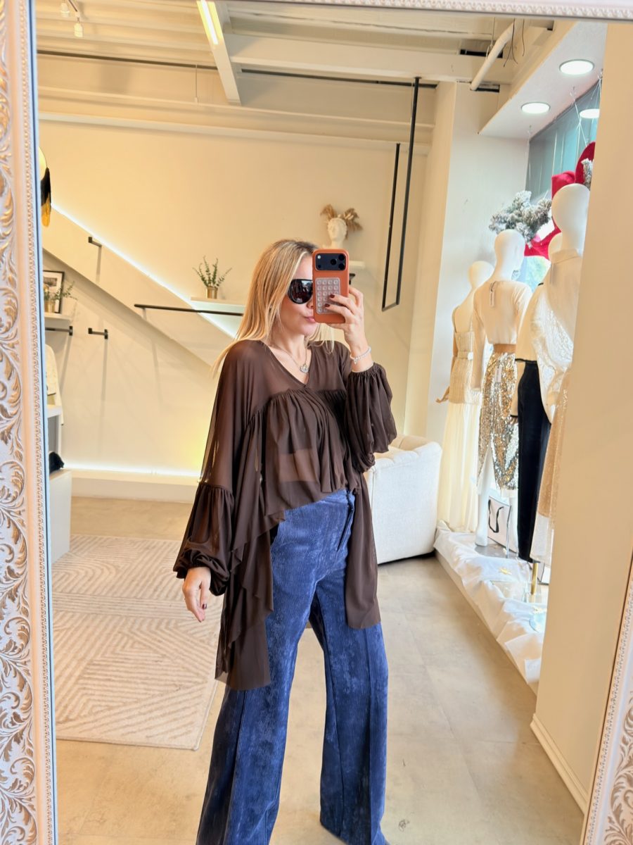 BLUSÓN MESH BROWN MANGA LARGA